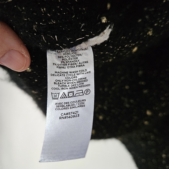 Ann Taylor black gold spackles chunky cardigan sweater size XL NO SIZE TAG - Picture 4 of 6